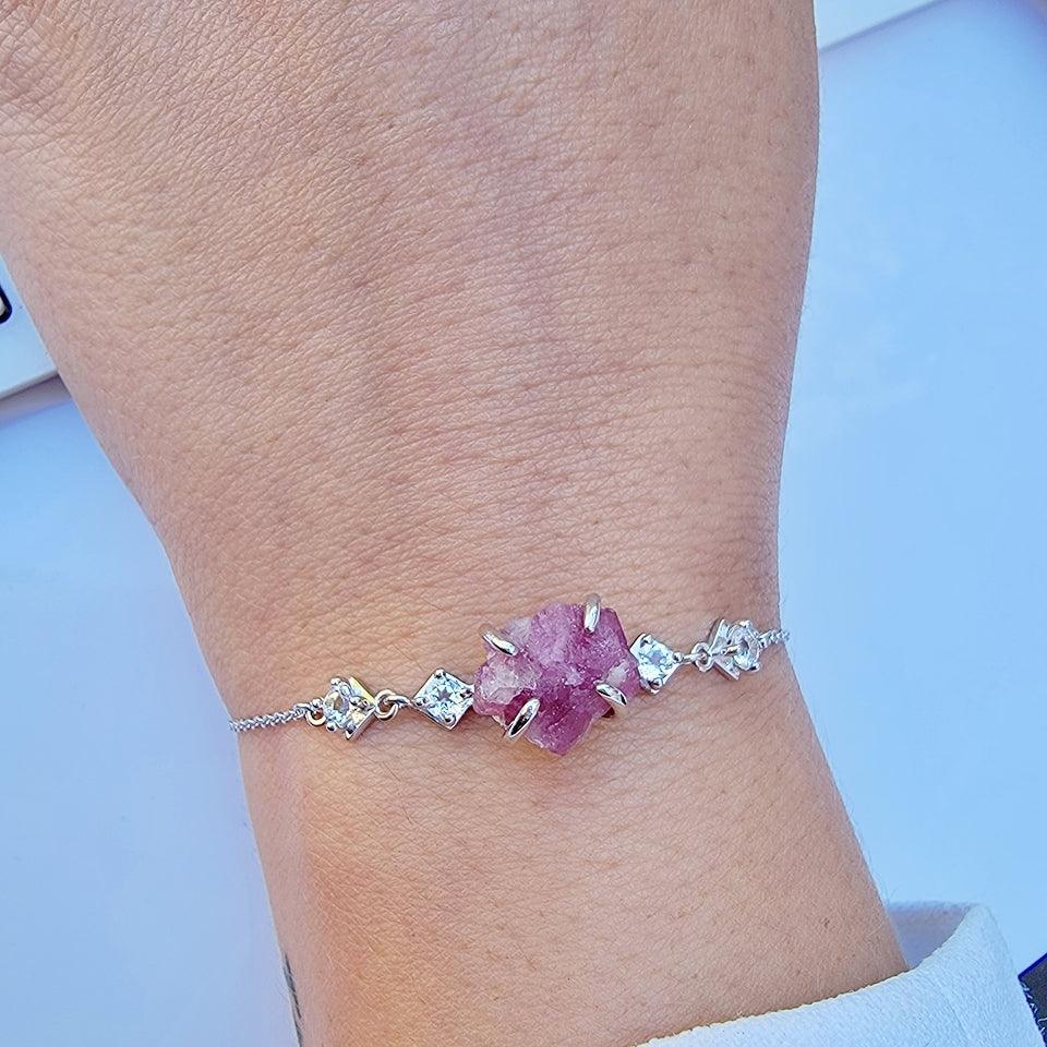 18kt Gold Tumbled Pink Tourmaline Full Stone Bracelet – Pippa Small