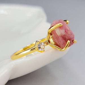 Raw Pink Tourmaline Ring - Uniquelan Jewelry