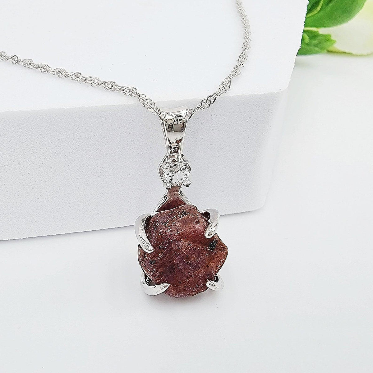 Raw Red Ruby Necklace - Uniquelan Jewelry