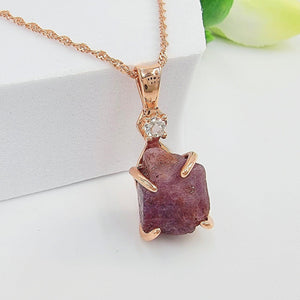 Raw Red Ruby Necklace - Uniquelan Jewelry