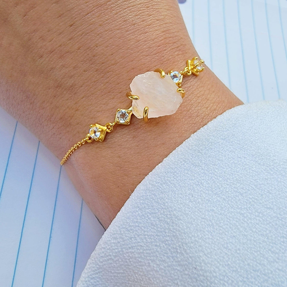 Raw Rose Quartz Bracelet - Uniquelan Jewelry