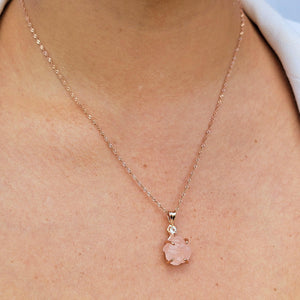 Raw Rose Quartz Crystal Necklace - Uniquelan Jewelry