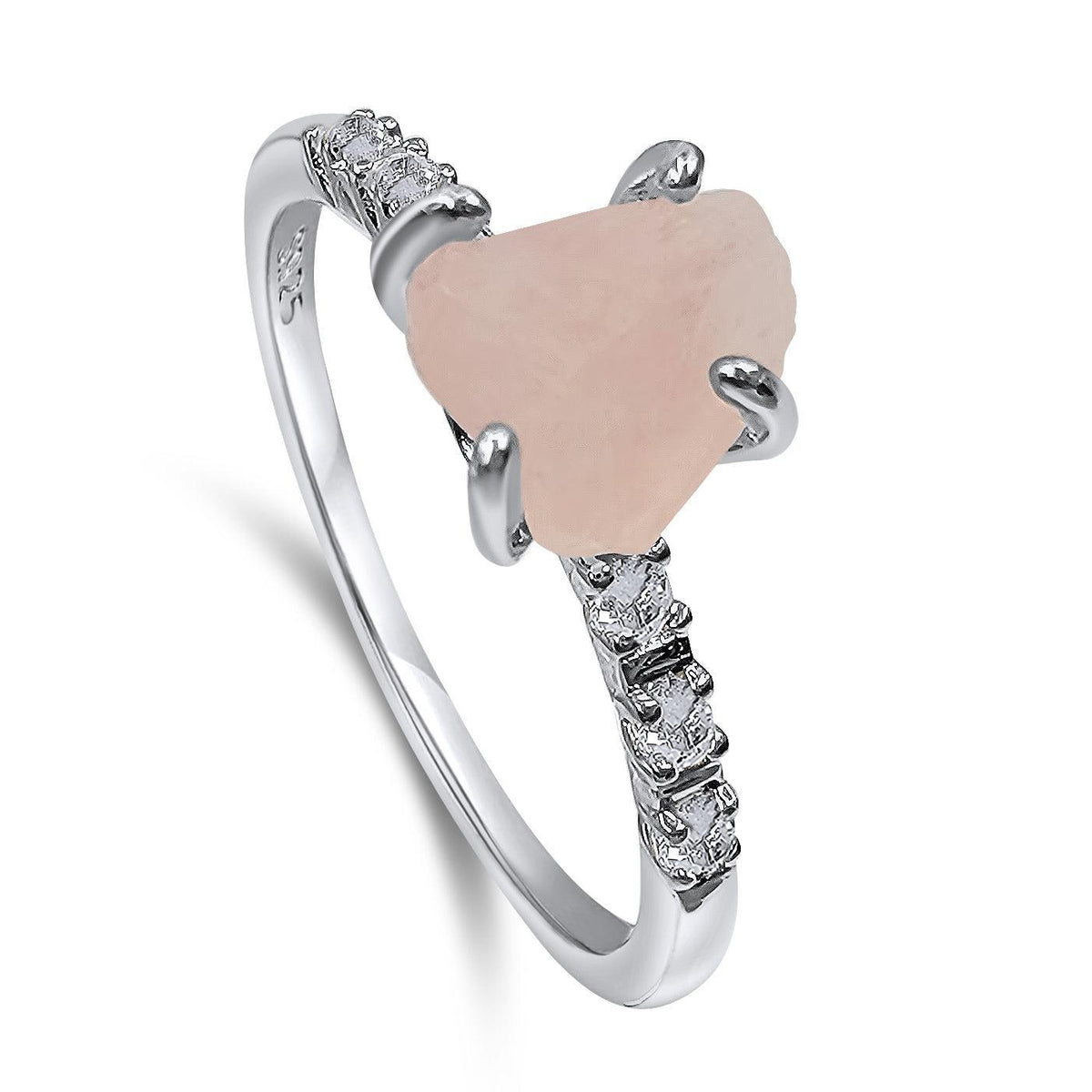 Raw Rose Quartz Crystal Ring - Uniquelan Jewelry