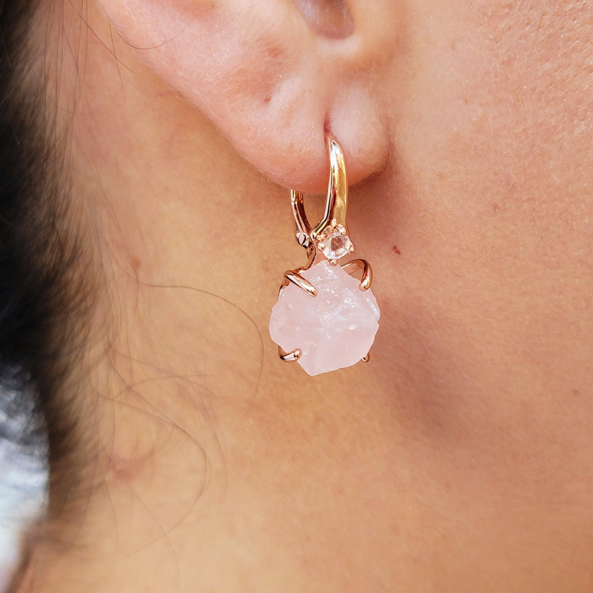 Raw Rose Quartz Necklace Set - Uniquelan Jewelry