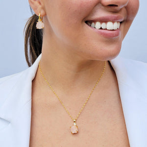 Raw Rose Quartz Necklace Set - Uniquelan Jewelry