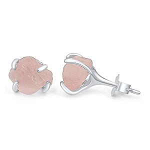 Raw Rose Quartz Stud Earrings - Uniquelan Jewelry
