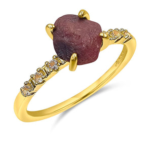 Raw Ruby Dainty Ring - Uniquelan Jewelry