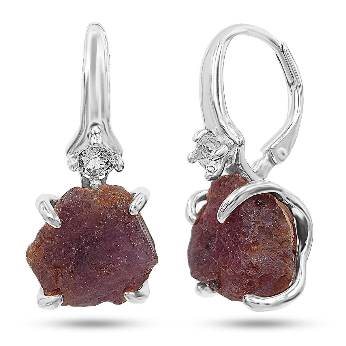 Raw Ruby Drop Earrings - Uniquelan Jewelry