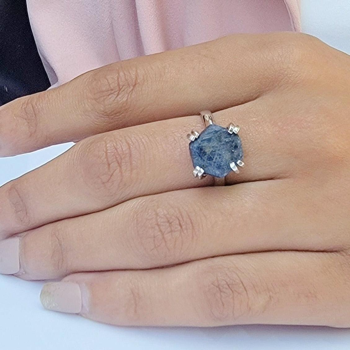 Raw Sapphire Adjustable Ring - Uniquelan Jewelry