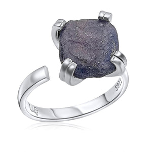 Raw Sapphire Adjustable Ring - Uniquelan Jewelry