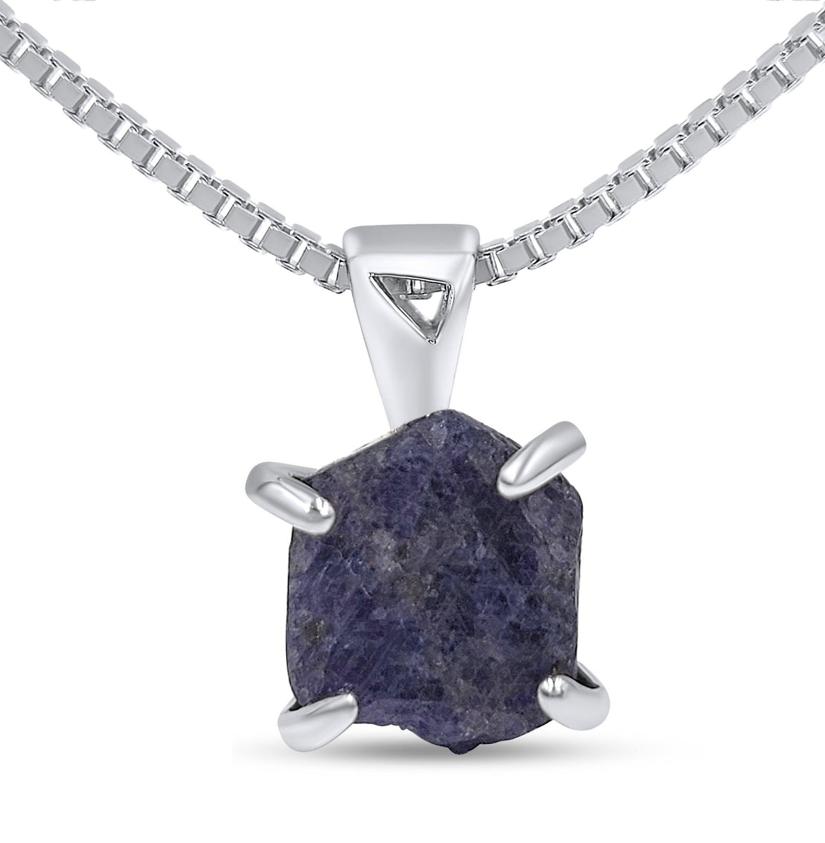 Raw Sapphire Pendant Necklace - Uniquelan Jewelry
