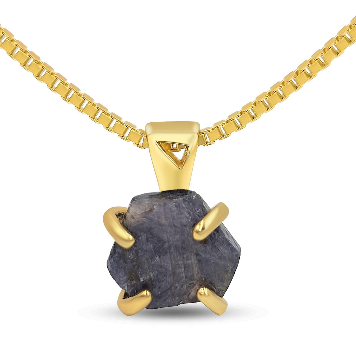 Raw Sapphire Pendant Necklace - Uniquelan Jewelry