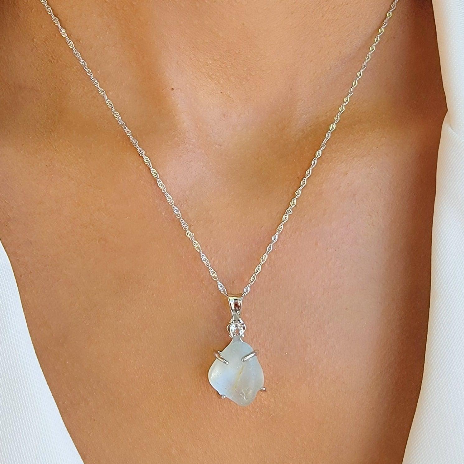 Raw Sky Blue Topaz Necklace - Uniquelan Jewelry