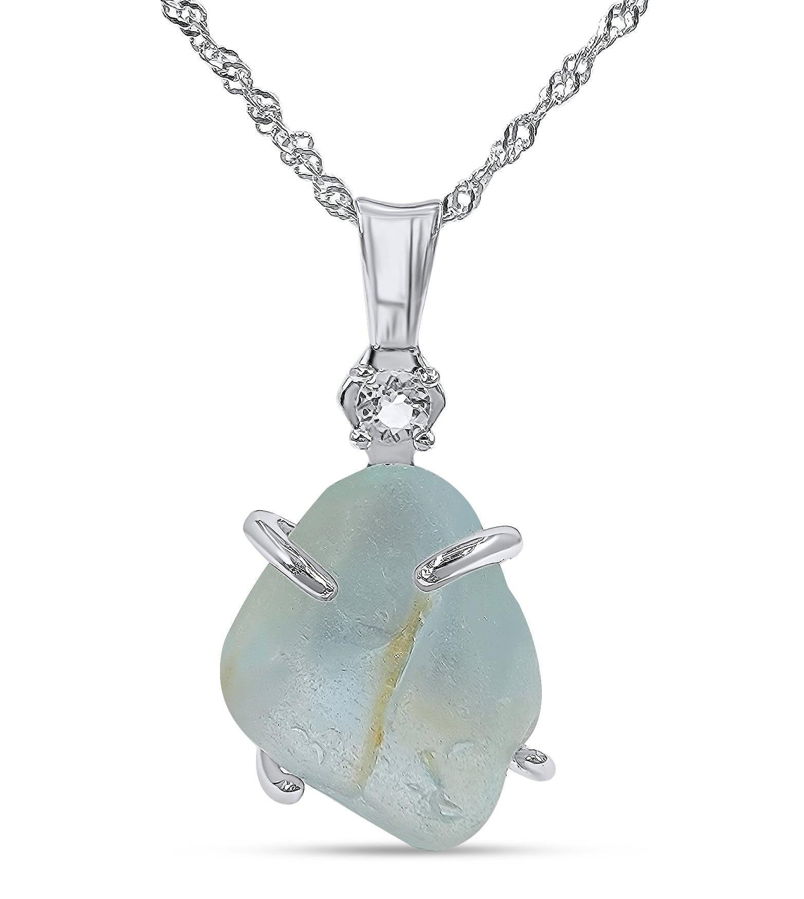Raw Sky Blue Topaz Necklace - Uniquelan Jewelry