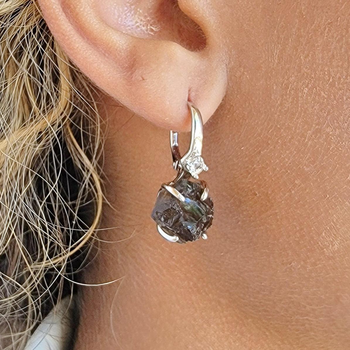 Raw Smoky Quartz Drop Earrings - Uniquelan Jewelry