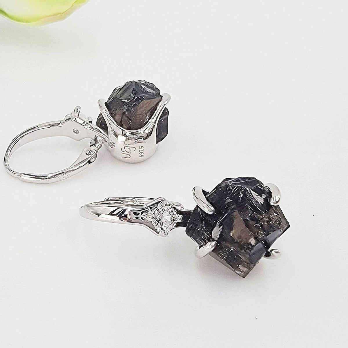 Raw Smoky Quartz Drop Earrings - Uniquelan Jewelry