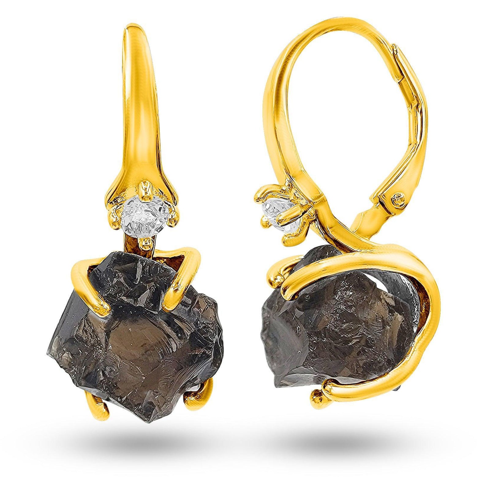 Raw Smoky Quartz Drop Earrings - Uniquelan Jewelry