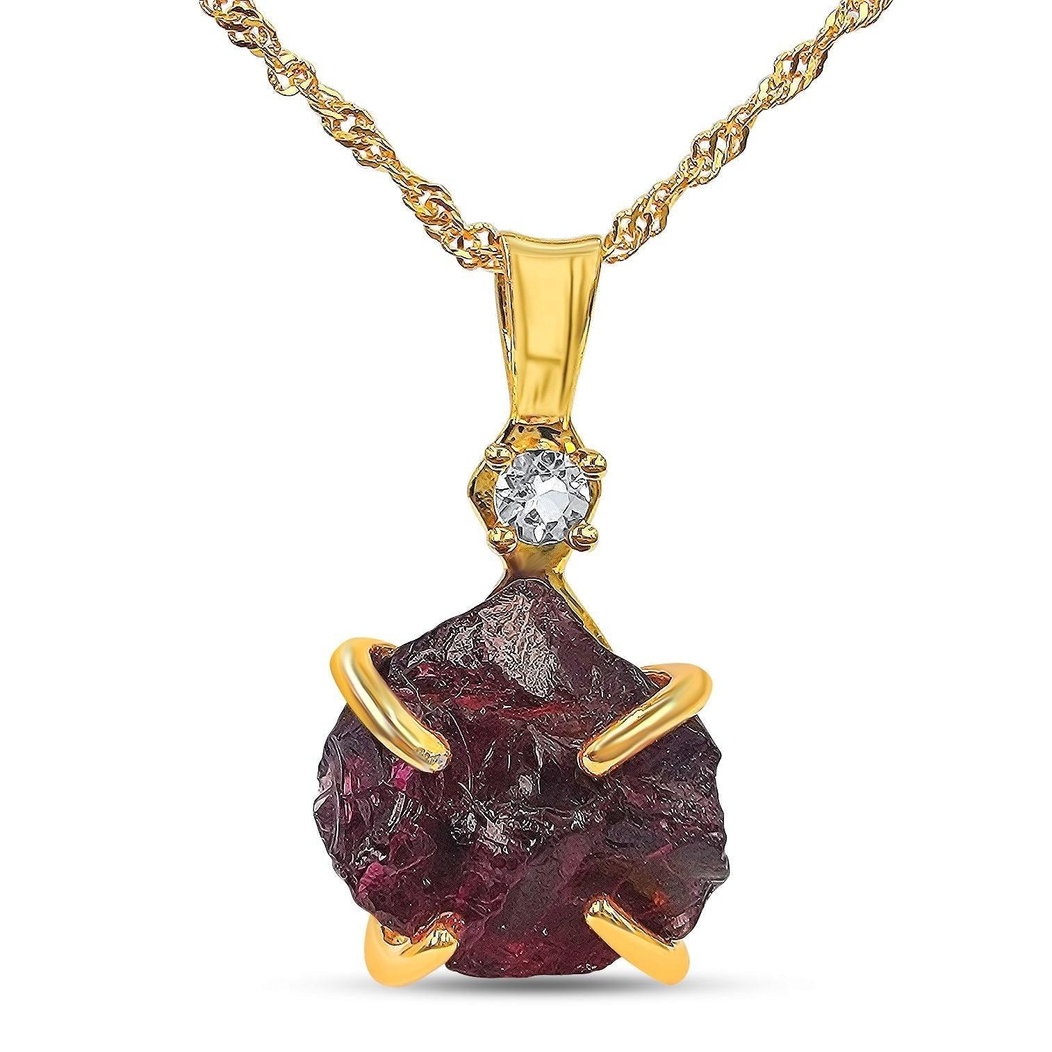 Raw Spessartine Garnet Necklace - Uniquelan Jewelry