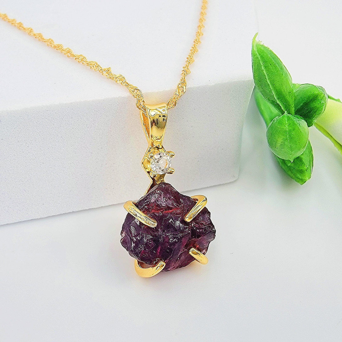 Raw Spessartine Garnet Necklace - Uniquelan Jewelry