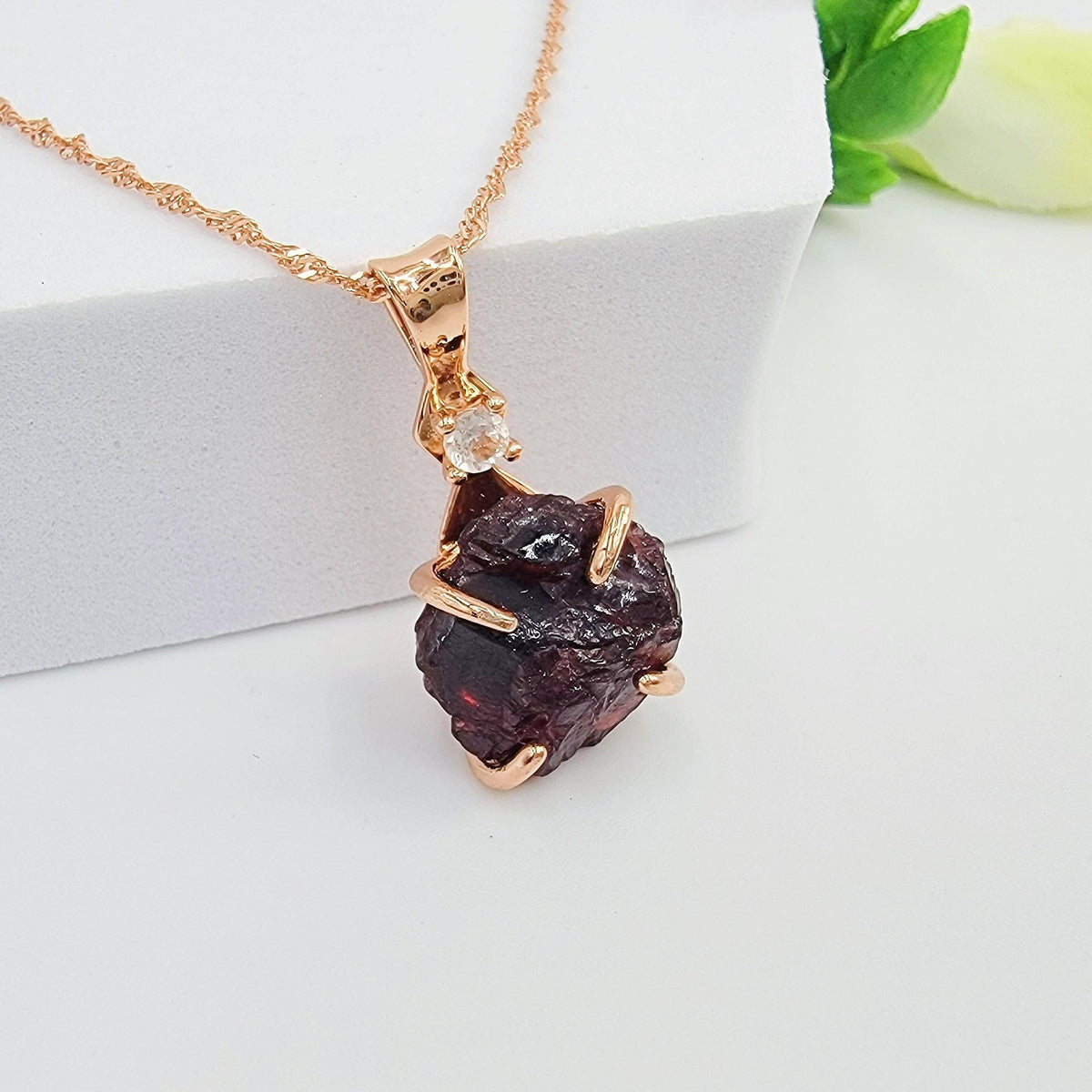 Raw Spessartine Garnet Necklace - Uniquelan Jewelry