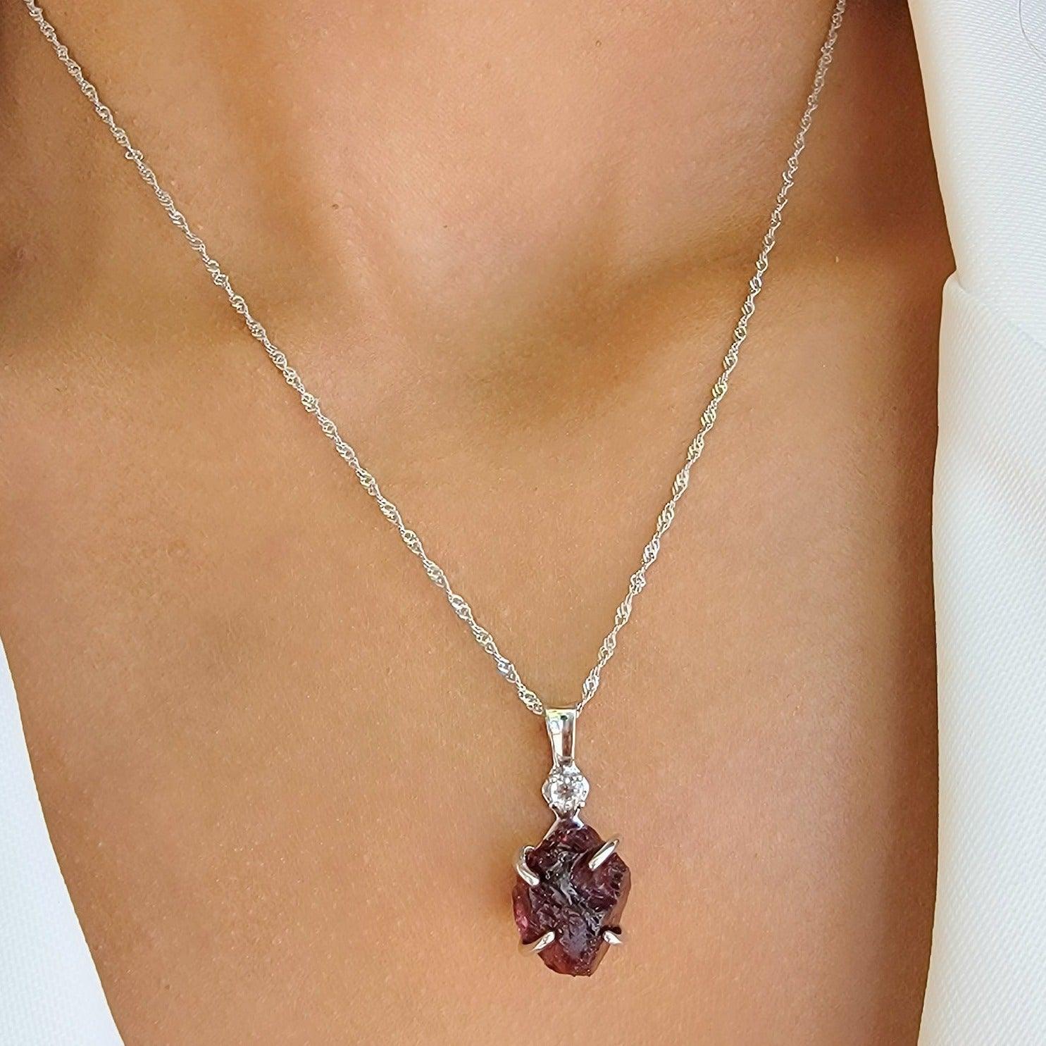 Garnet Pendant Necklace with Diamond Accents in 10K Rose Gold – Ann-Louise  Jewellers