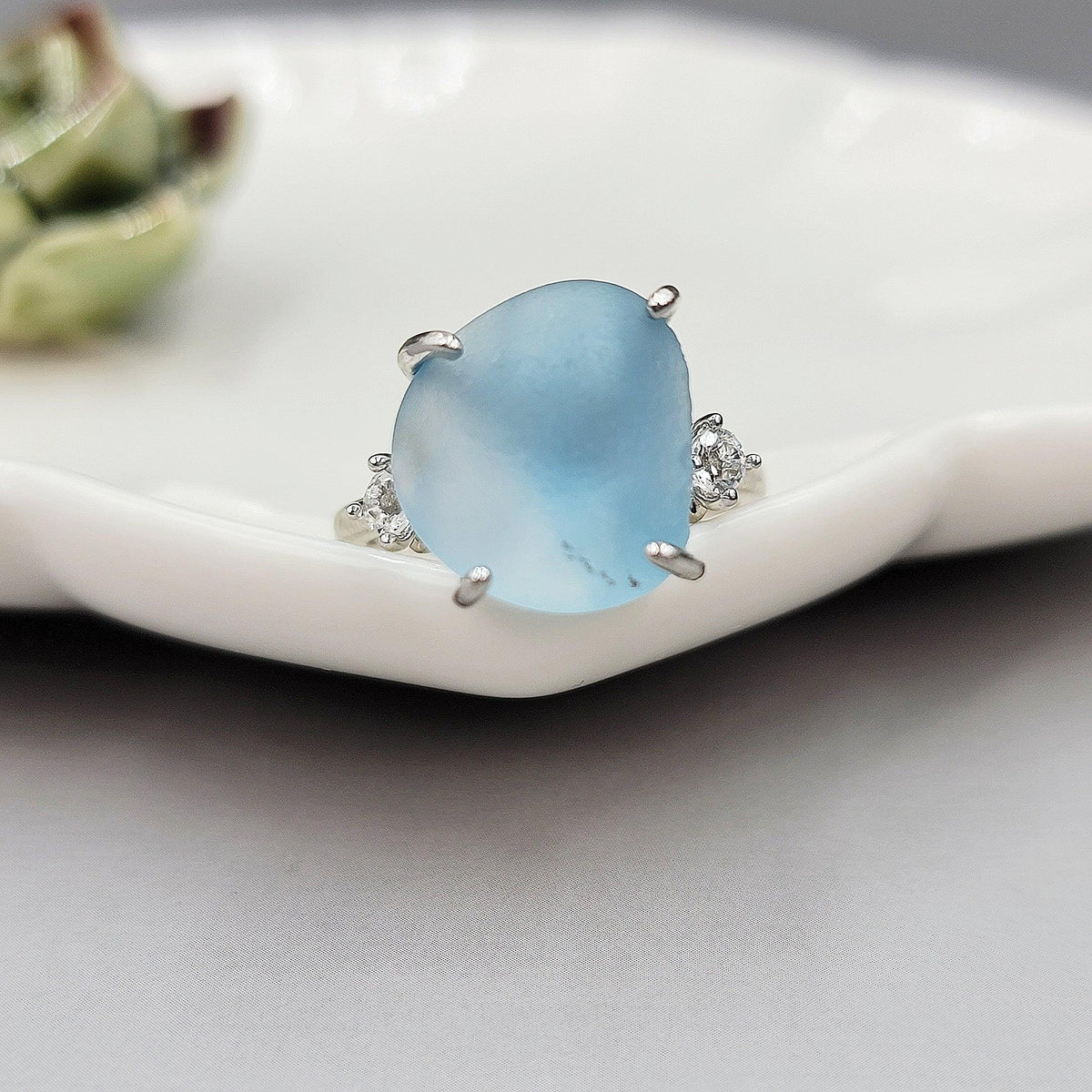Raw Swiss Blue Topaz Ring - Uniquelan Jewelry