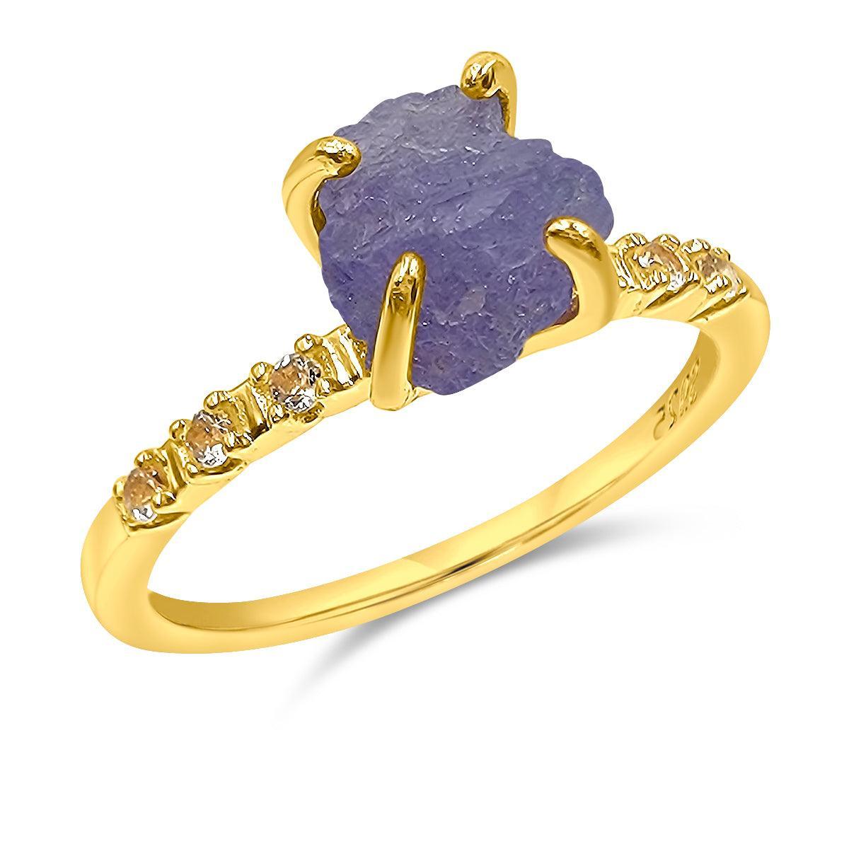 Raw Tanzanite Dainty Ring - Uniquelan Jewelry