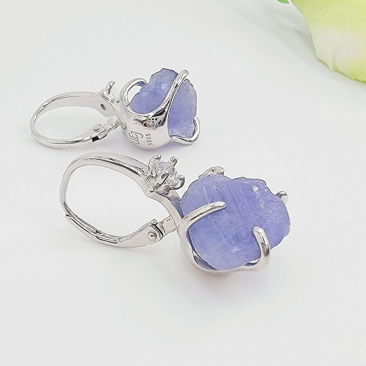 Raw Tanzanite Drop Earrings - Uniquelan Jewelry