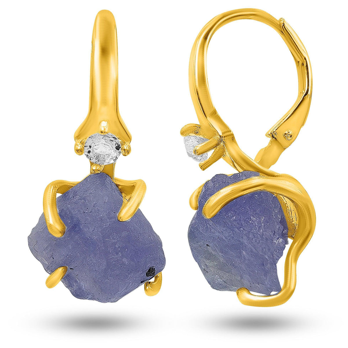 Raw Tanzanite Drop Earrings - Uniquelan Jewelry