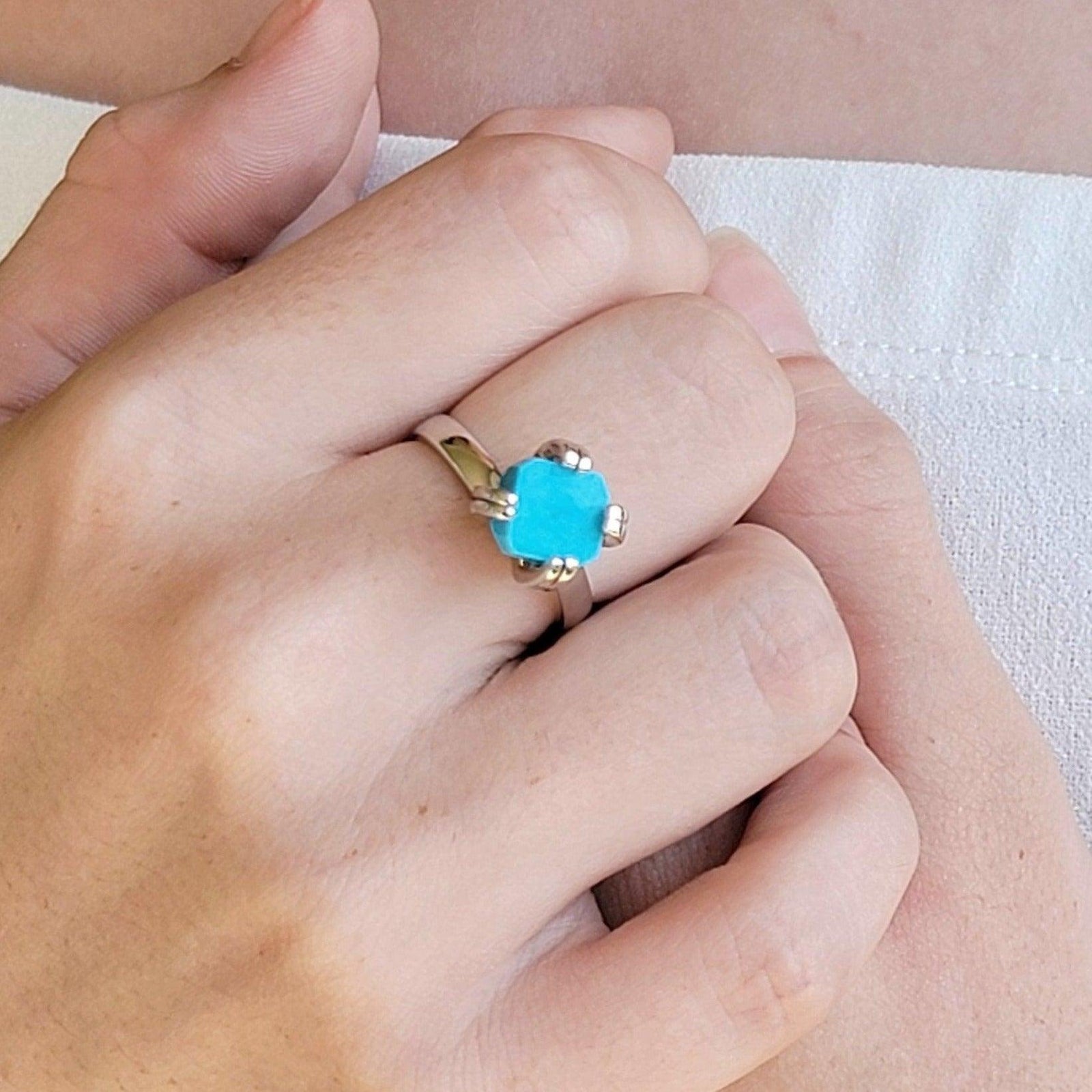 Raw Turquoise Adjustable Ring - Uniquelan Jewelry