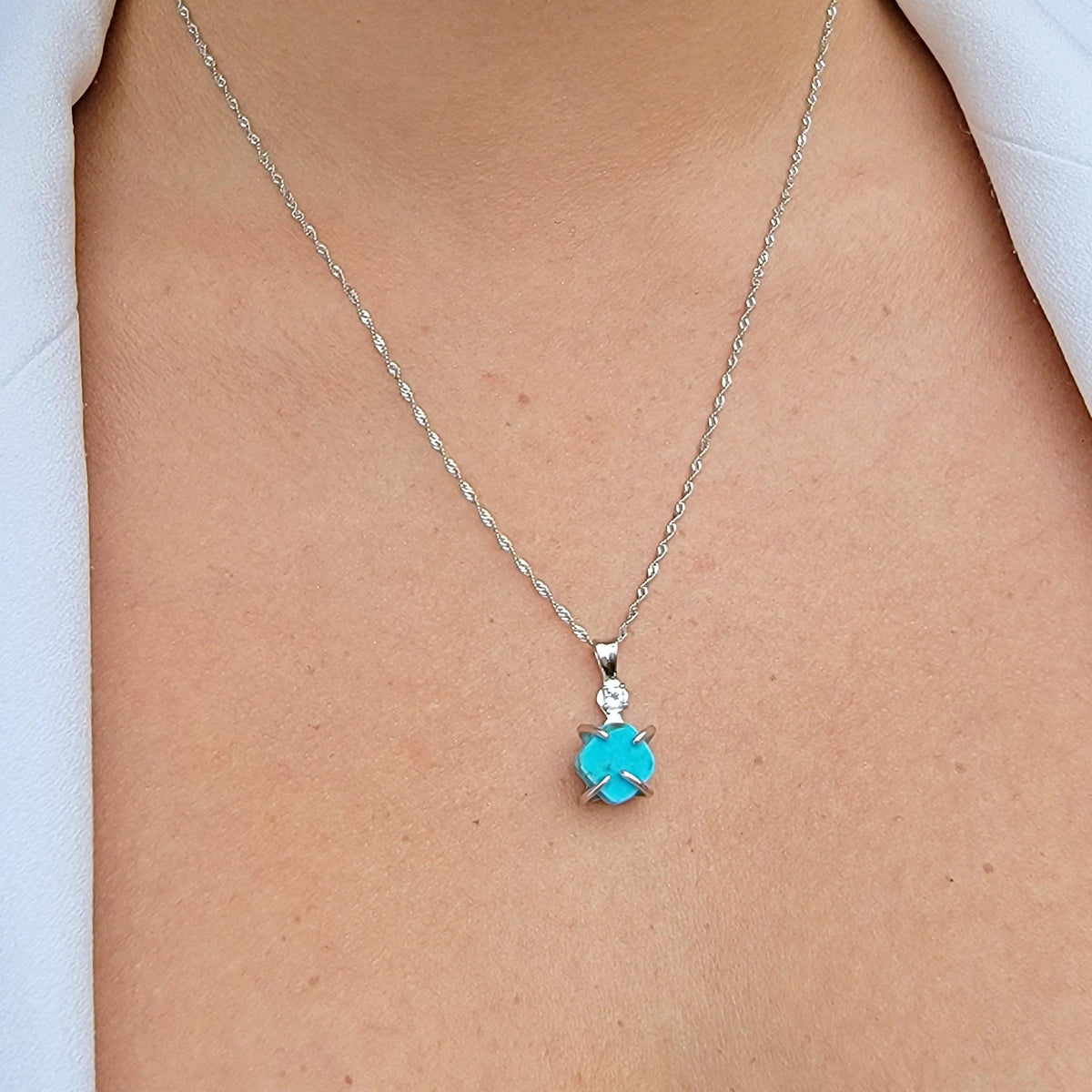 Raw Turquoise Necklace and Drop Earrings Set - Uniquelan Jewelry