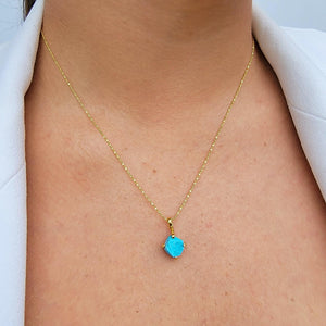 Raw Turquoise Necklace and Stud Earrings Set - Uniquelan Jewelry
