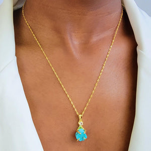 Raw Turquoise Pendant Necklace - Uniquelan Jewelry