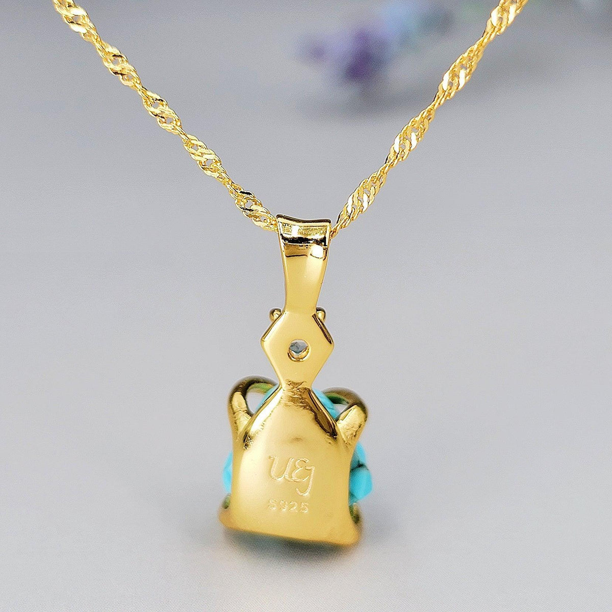 Raw Turquoise Pendant Necklace - Uniquelan Jewelry