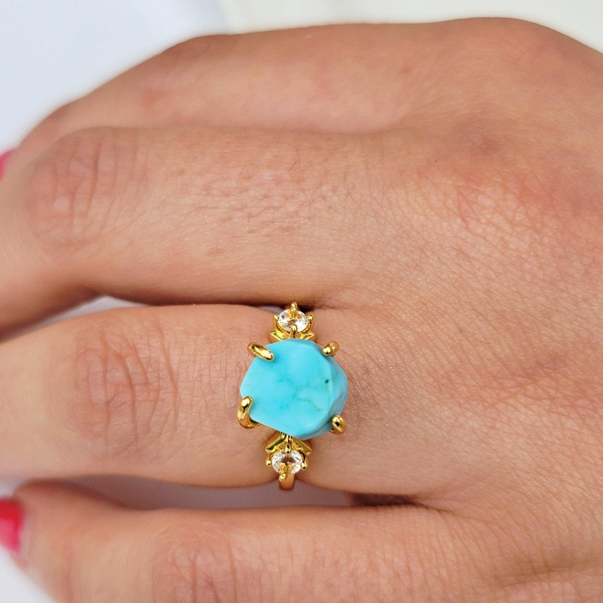 Raw Turquoise Statement Ring - Uniquelan Jewelry