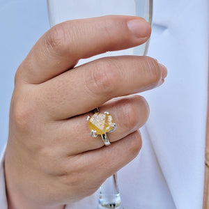 Raw Yellow Sapphire Adjustable Ring - Uniquelan Jewelry