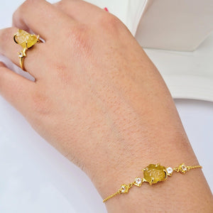 Raw Yellow Sapphire Bracelet and Ring Set - Uniquelan Jewelry