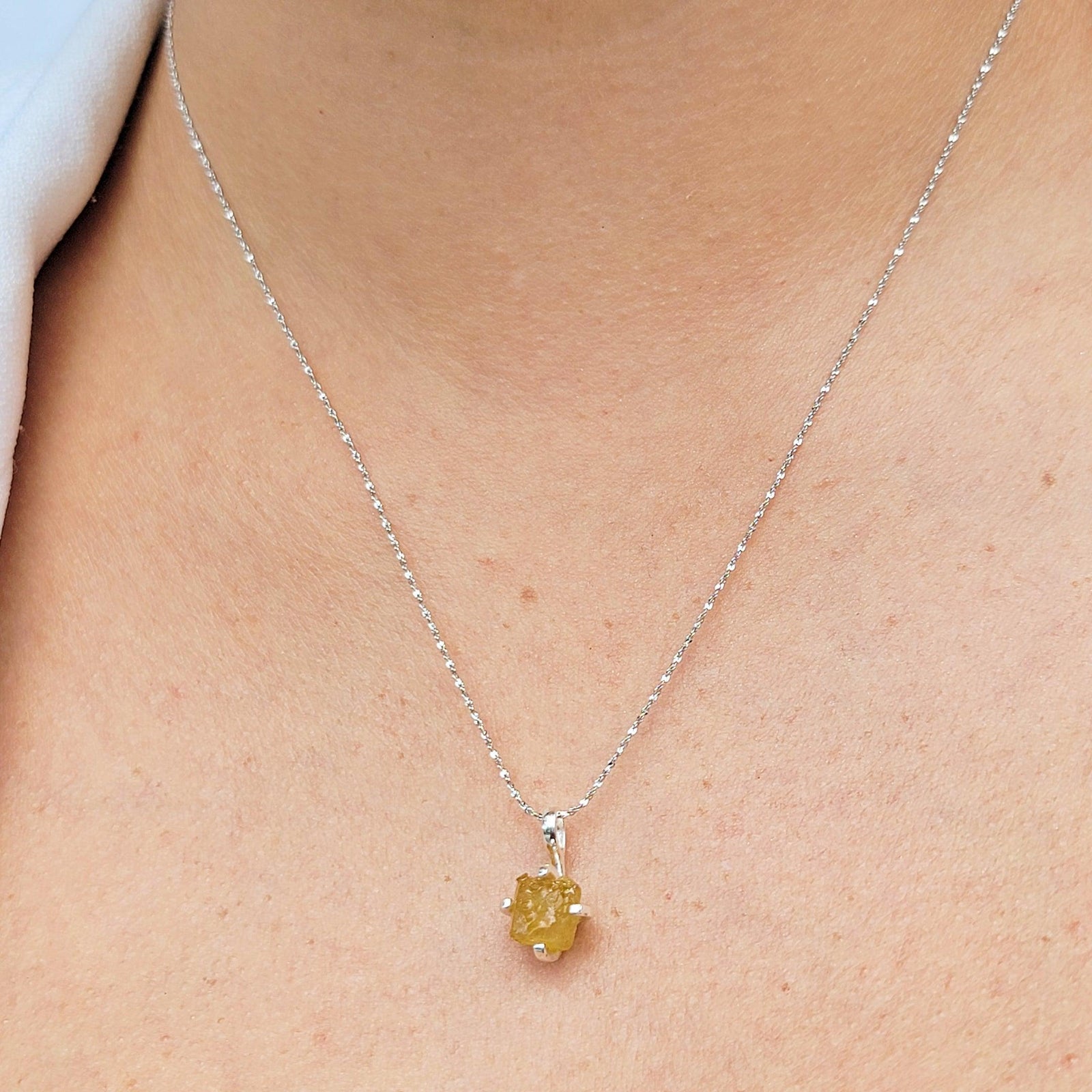 Raw Yellow Sapphire Necklace - Uniquelan Jewelry