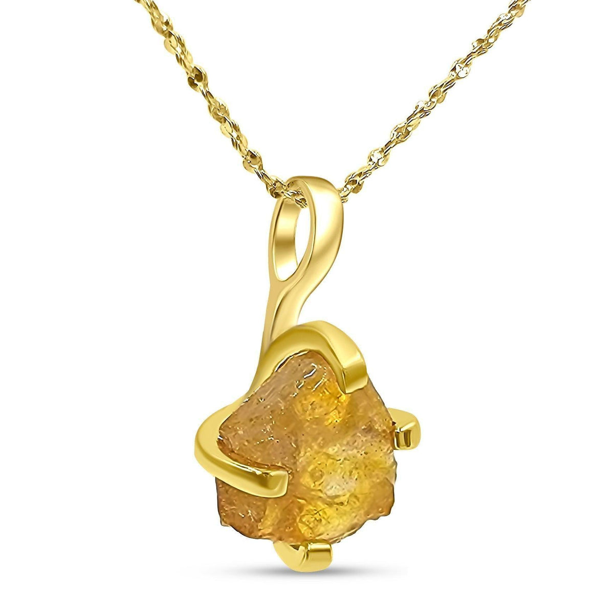 Raw Yellow Sapphire Necklace - Uniquelan Jewelry