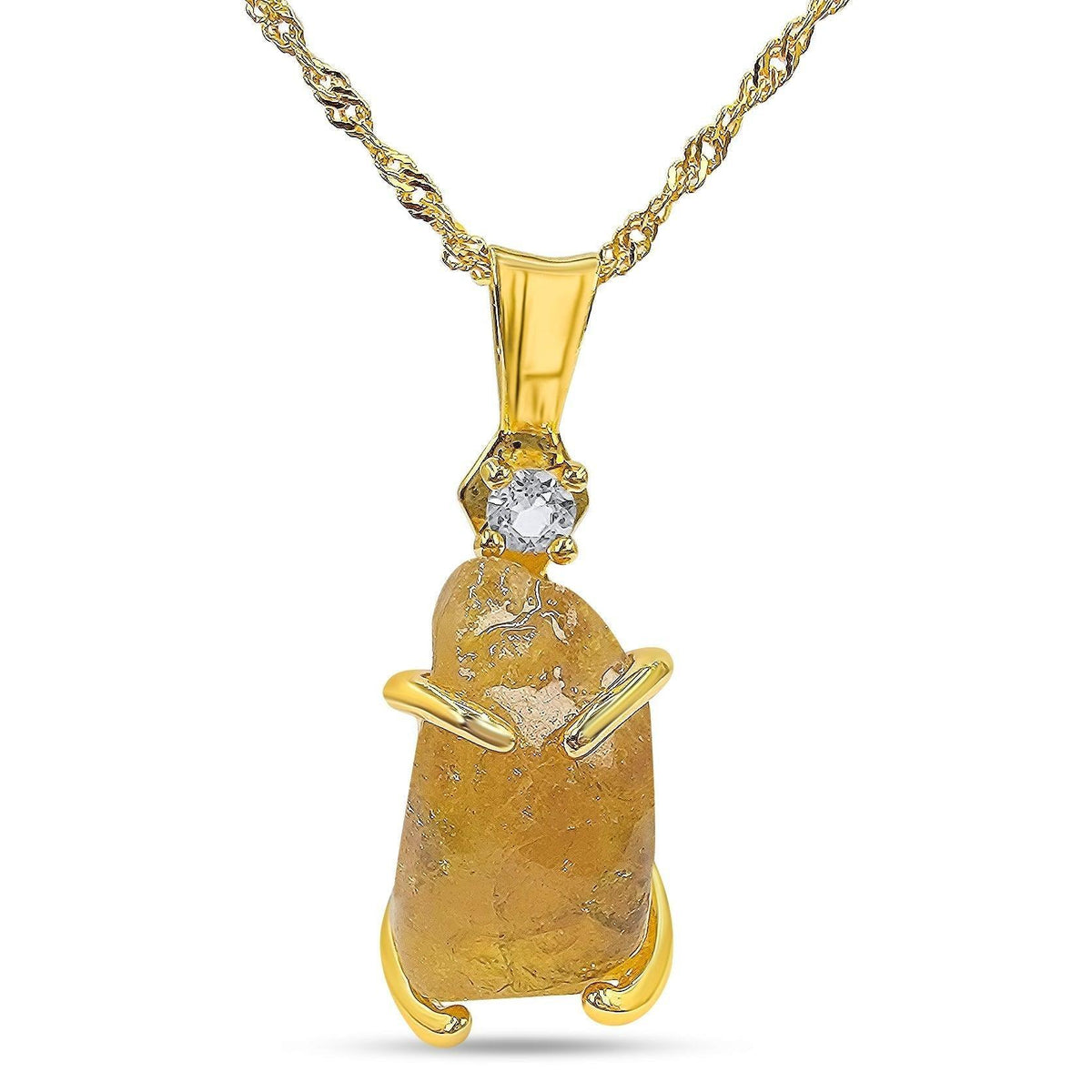 Raw Yellow Sapphire Necklace - Uniquelan Jewelry