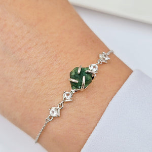 Raw Zambia Emerald Chain Bracelet - Uniquelan Jewelry