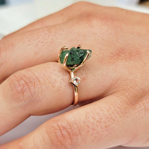 Raw Zambia Emerald Ring and Bracelet Set - Uniquelan Jewelry