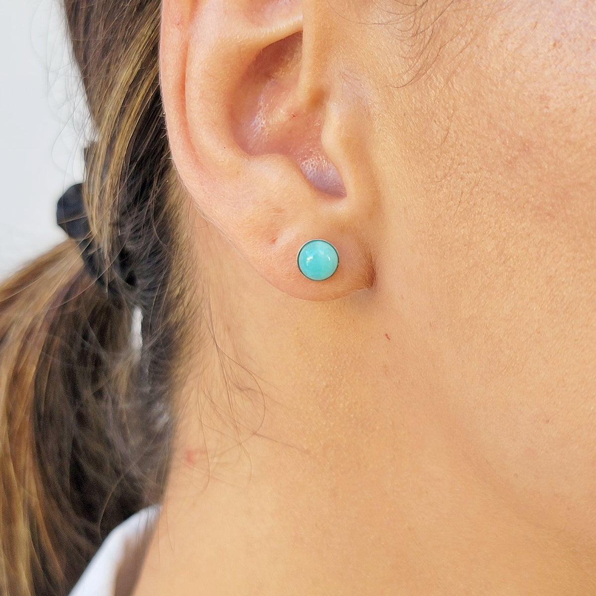 Real 6mm Amazonite Stud Earrings - Uniquelan Jewelry