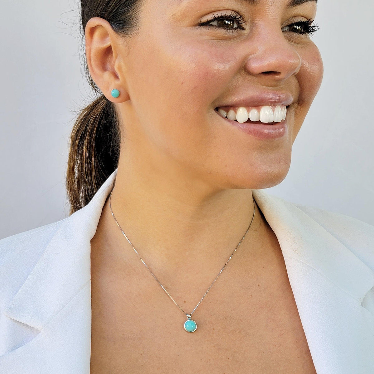 Real 6mm Amazonite Stud Earrings - Uniquelan Jewelry