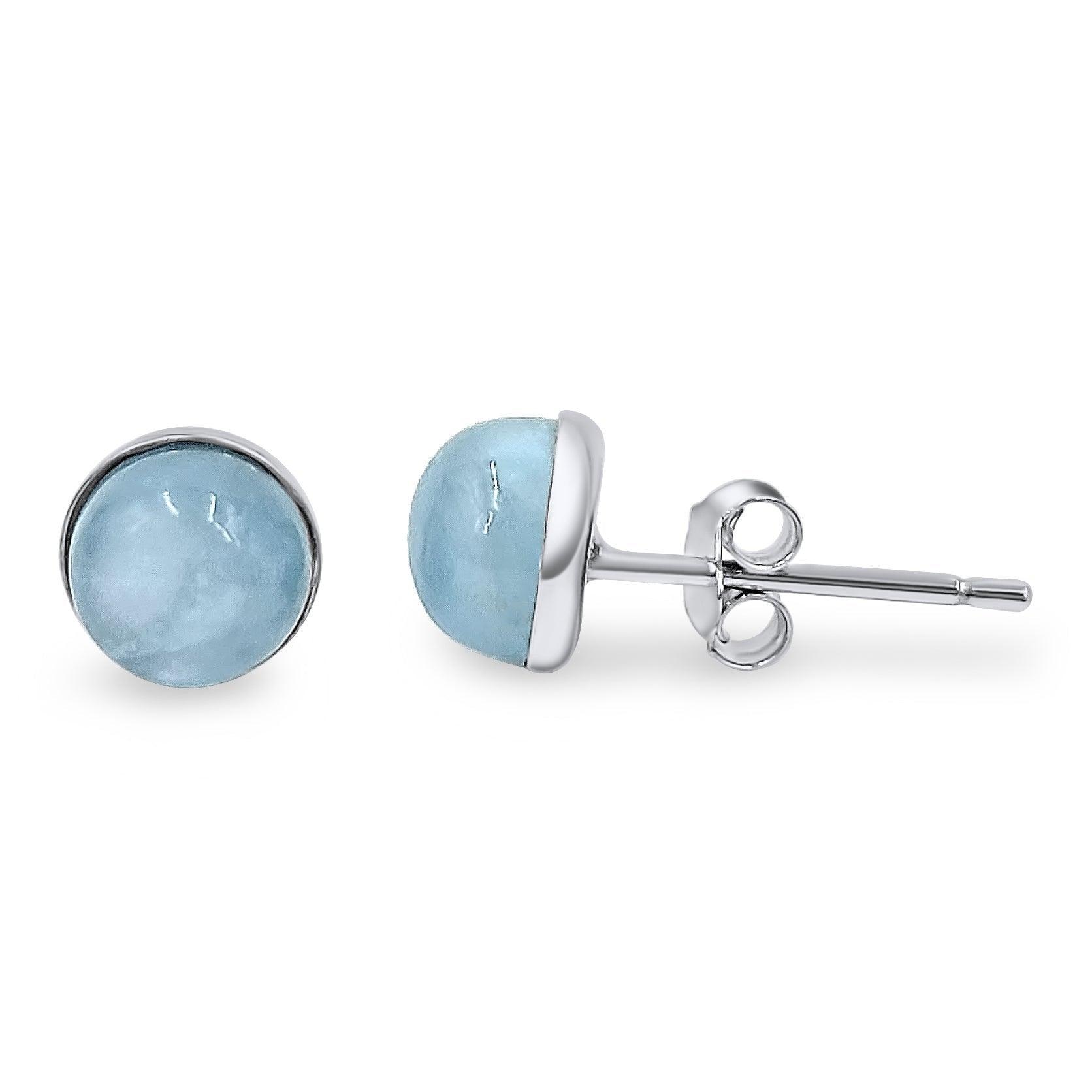 Real 6mm Aquamarine Stud Earrings - Uniquelan Jewelry