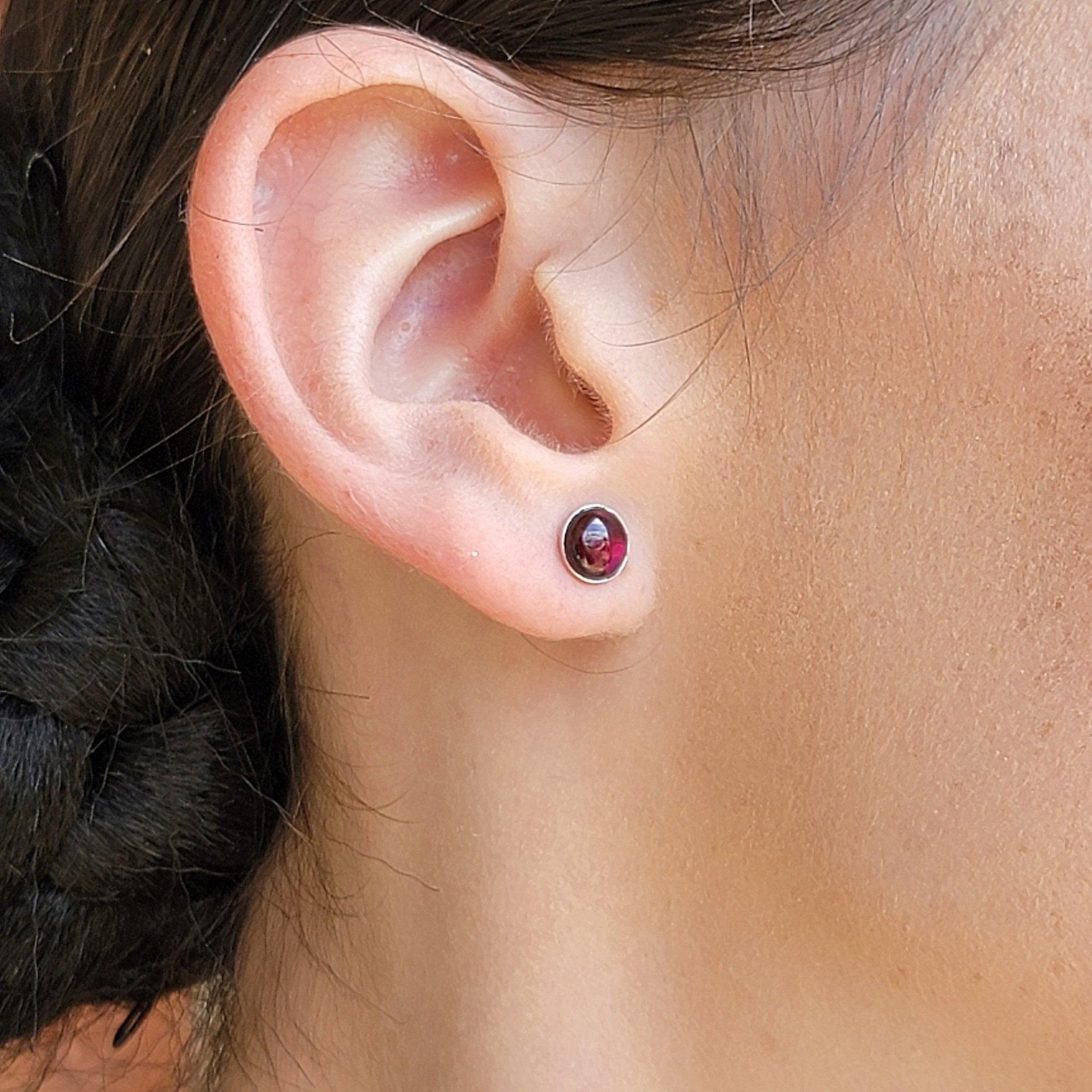 Real 6mm Garnet Stud Earrings