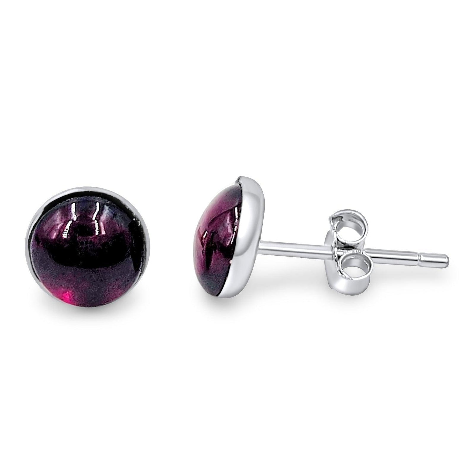 Real 6mm Garnet Stud Earrings - Uniquelan Jewelry