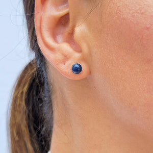 Real 6mm Sapphire Stud Earrings - Uniquelan Jewelry
