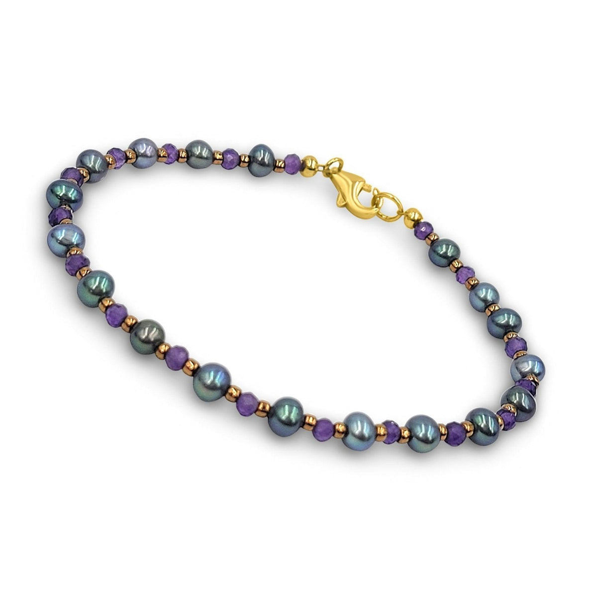 Real Amethyst and Pearl Bracelet - Uniquelan Jewelry