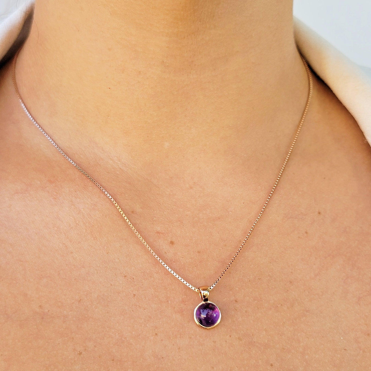 Real Amethyst Bezel Necklace - Uniquelan Jewelry